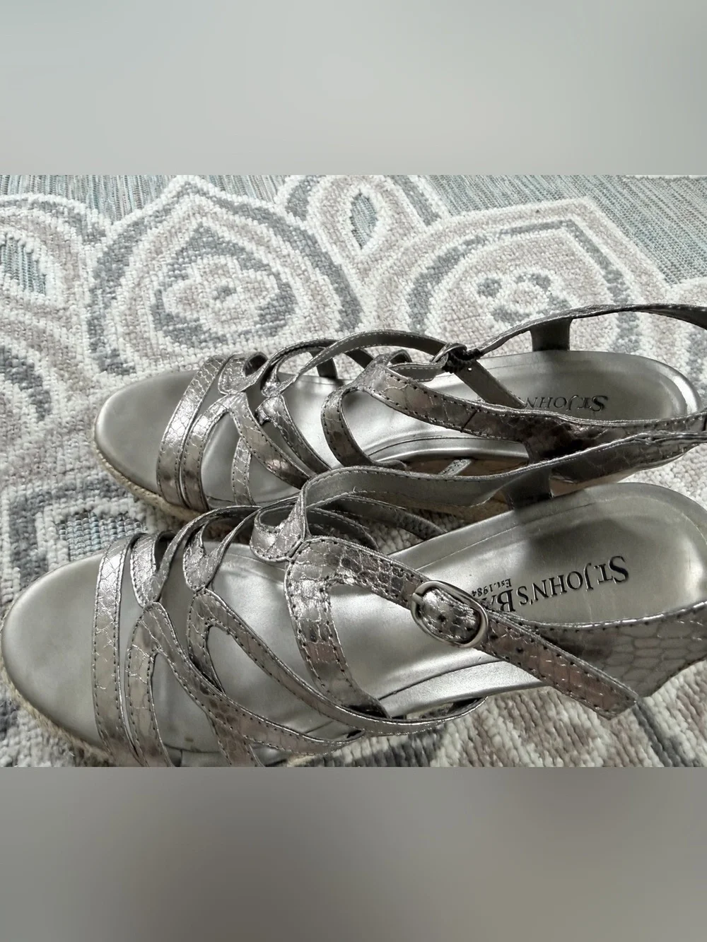 St. John’s Bay Silver Strappy Wedge Sandals